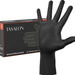 Set of 2 Disposable Black Nitrile Gloves 100 Count, 5 Mil Textured long